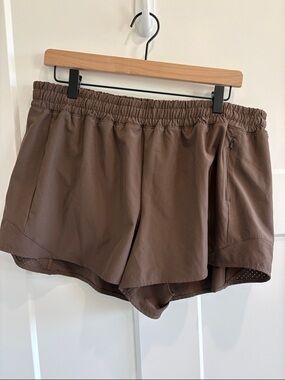 CALIA by Carrie Underwood Chocolate Brown Athletic Shorts with Zip Pocket